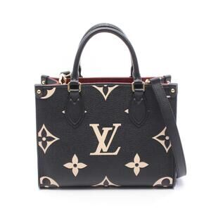 Louis Vuitton On the Go Two Tone Handbag Empreinte Leather Black Beige